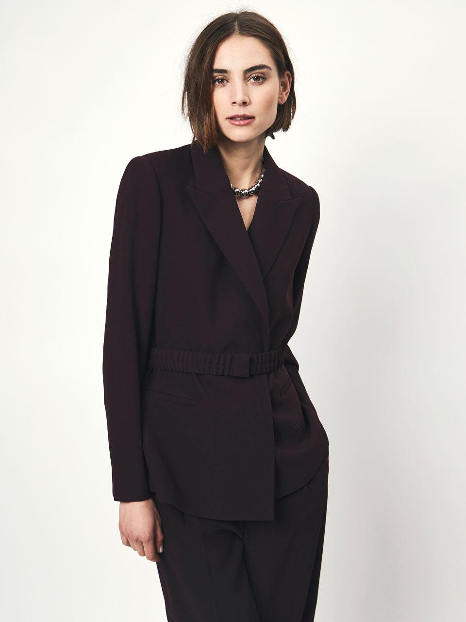 Memoire Belted Blazer Dark Grape - No22 Damplassen