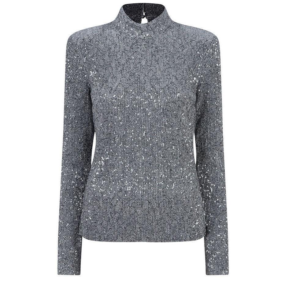 Nicci Sequins Top Silver - No22 Damplassen