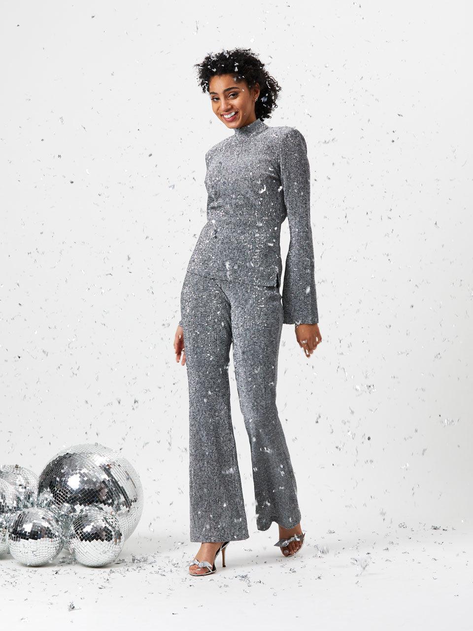 Nicci Sequins Top Silver - No22 Damplassen