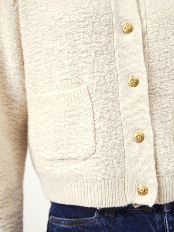 Nio Fancy Bouclé Cardigan Sandshell - No22 Damplassen