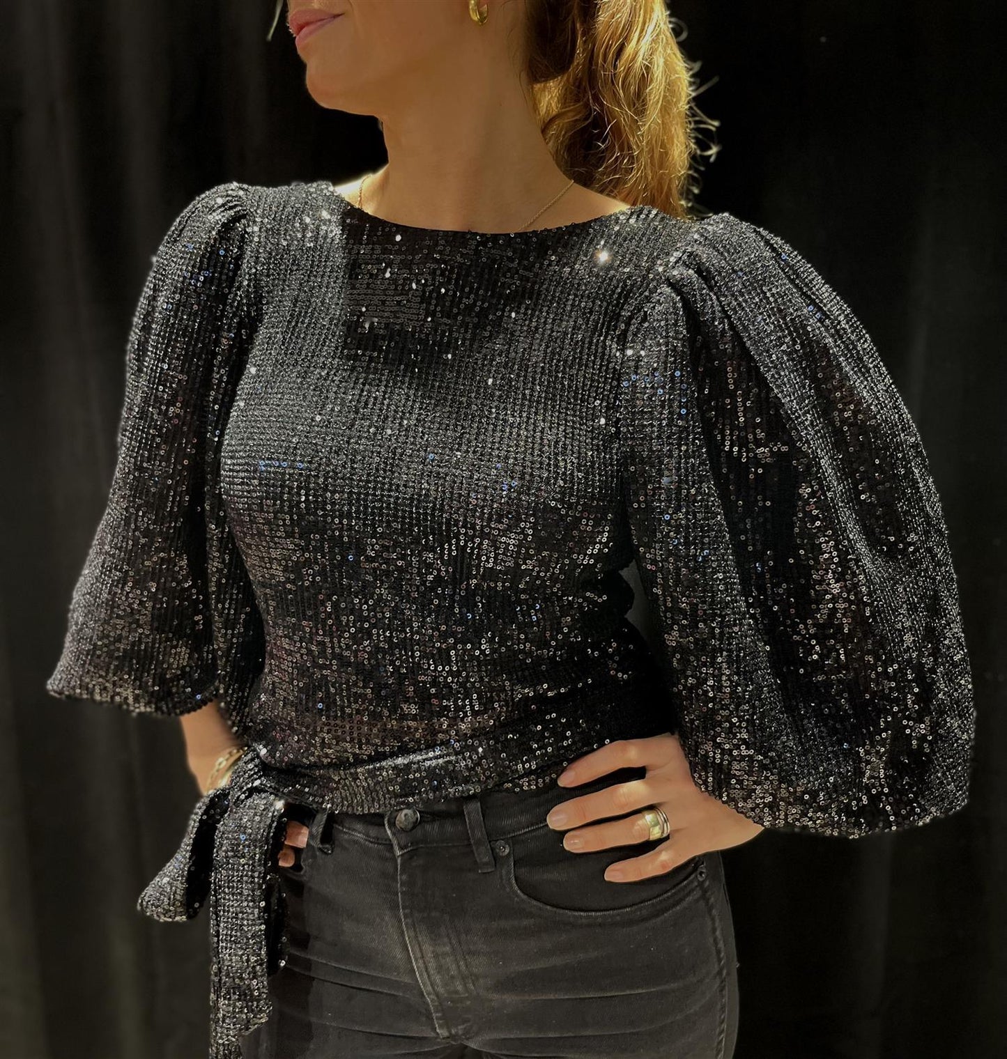 Sequins Top Black - No22 Damplassen