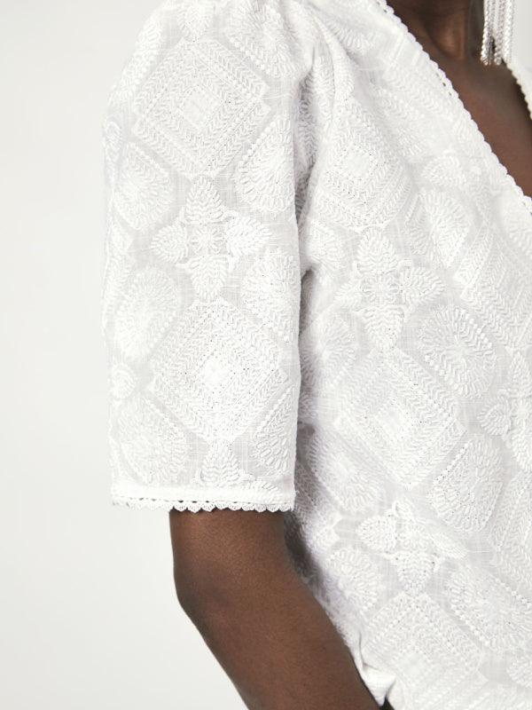 Telima Embroidered Top White - No22 Damplassen