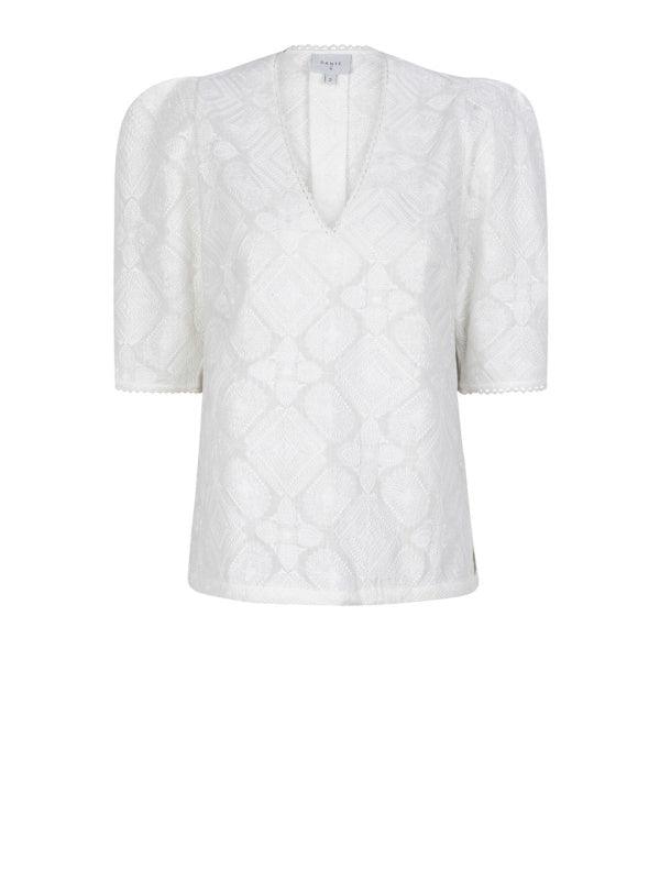 Telima Embroidered Top White - No22 Damplassen