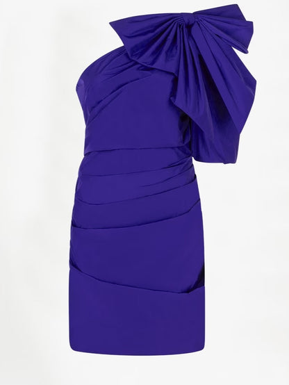 Tami Draping Bow Dress Purple Eclipse