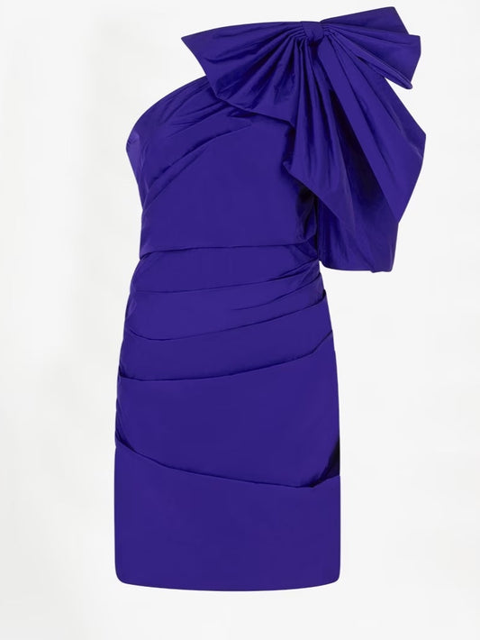 Tami Draping Bow Dress Purple Eclipse