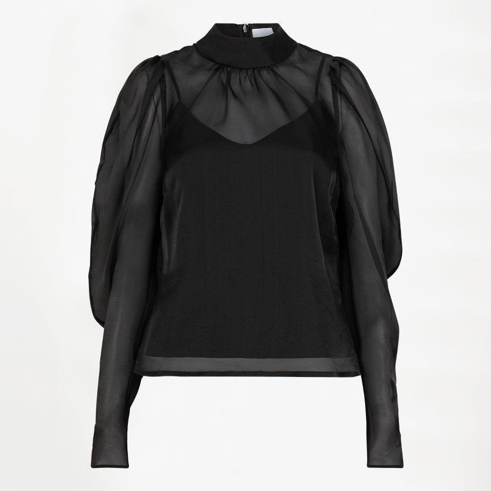 Ocean Puffy Sleeve Top Raven