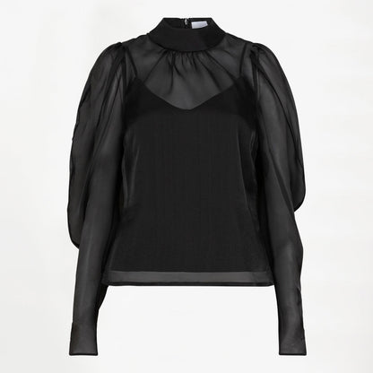 Ocean Puffy Sleeve Top Raven