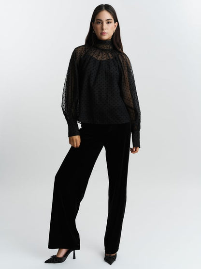 Lillian Organza Blouse Black