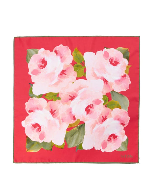 Silk Scarf Large Rouge Fleur