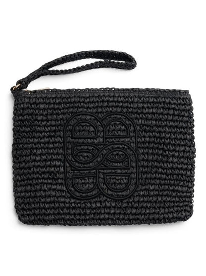 Mim Straw Clutch Black