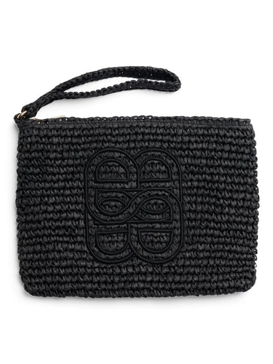 Mim Straw Clutch Black