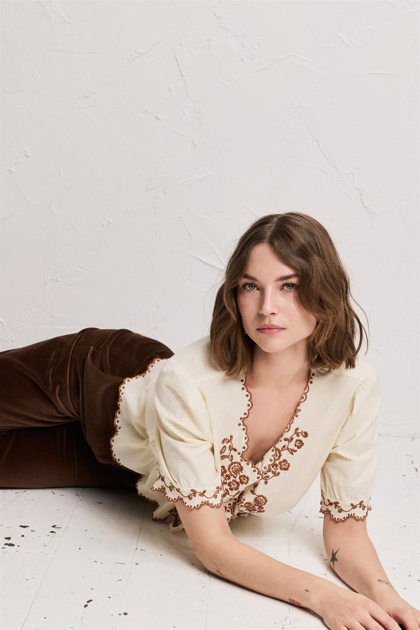 Hennie Blouse White/Clay