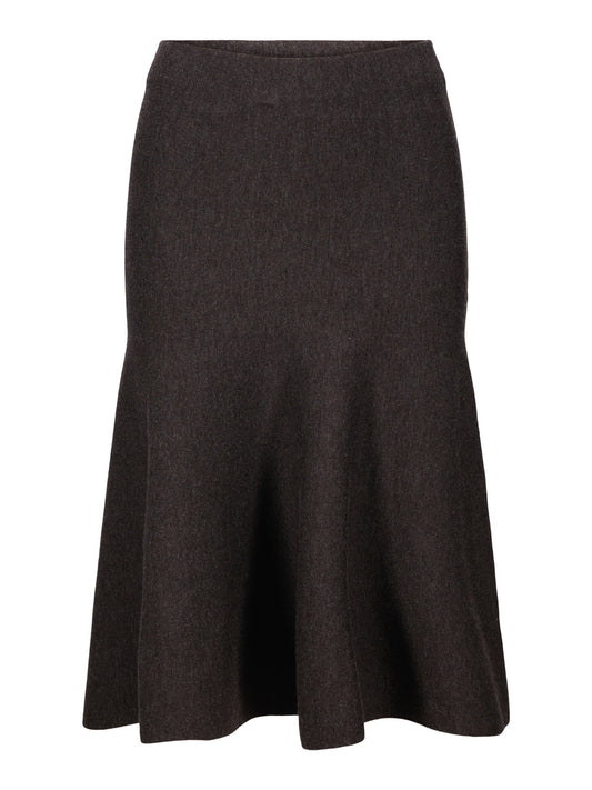 Darja Merino Skirt Dark Brown Melange