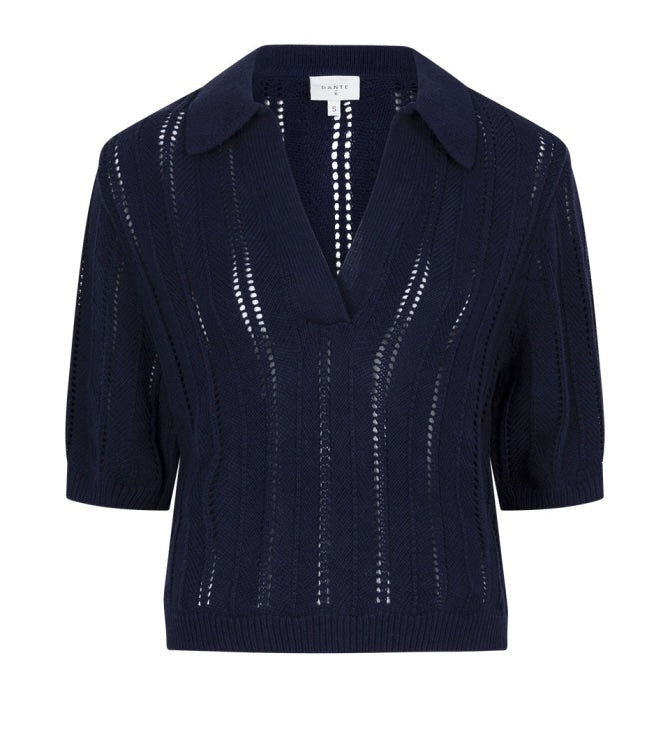 Almas Ajour Polo Shirt Sapphire Blue