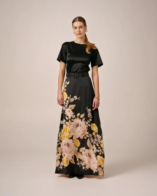 Organza Maxi Skirt Growing Flower