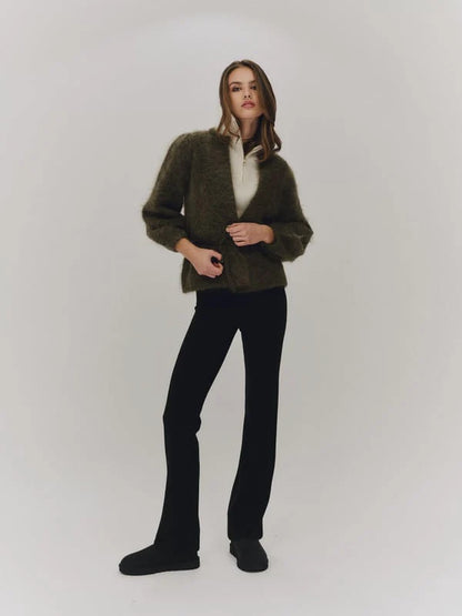 Fredrikke Chunky Cardigan Moss Green