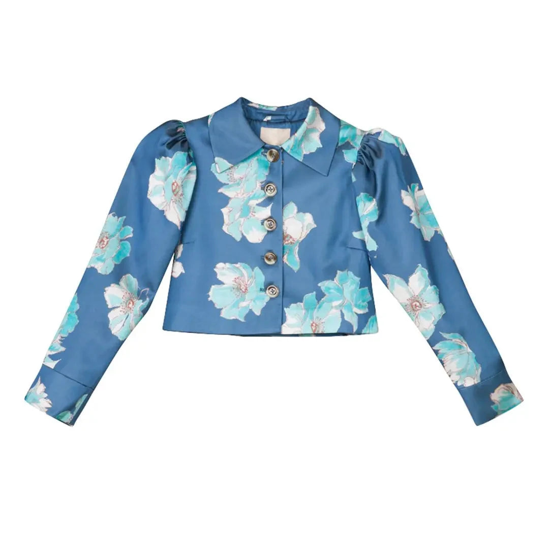 Tailored Satin Jacket Turquoise Meadow