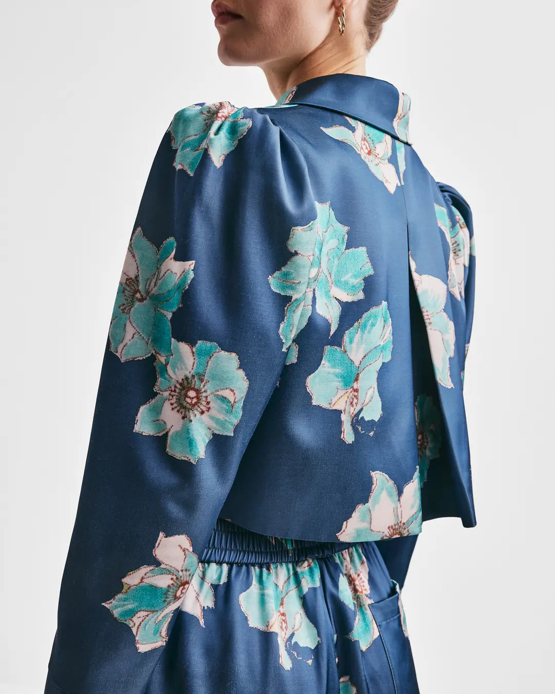 Tailored Satin Jacket Turquoise Meadow