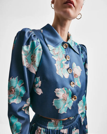 Tailored Satin Jacket Turquoise Meadow