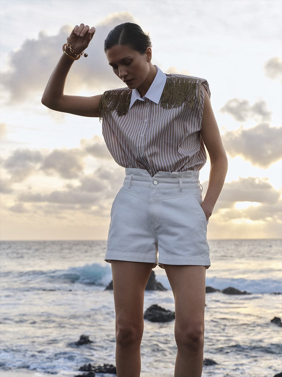Robin Fringe Detail Shirt Sand Beige