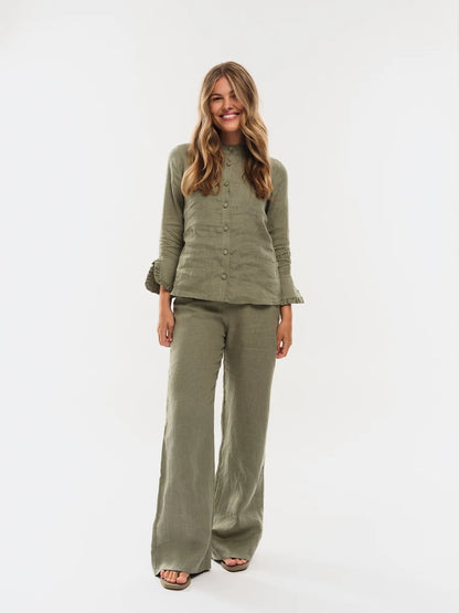 Molly Linen Pants Green