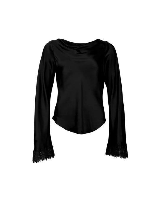 Satin Drape Top Black