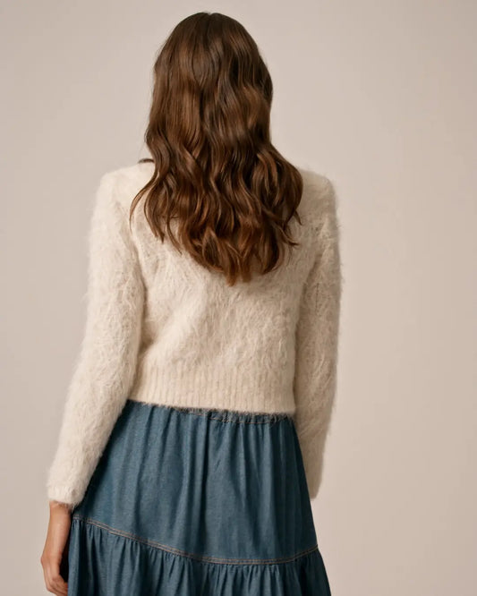 Alpaca Button-Down Jacket Off White