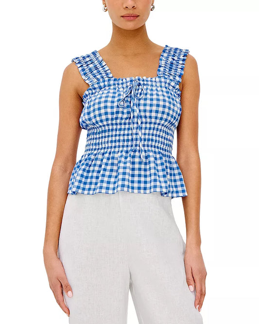 Donna Top Azure Gingham