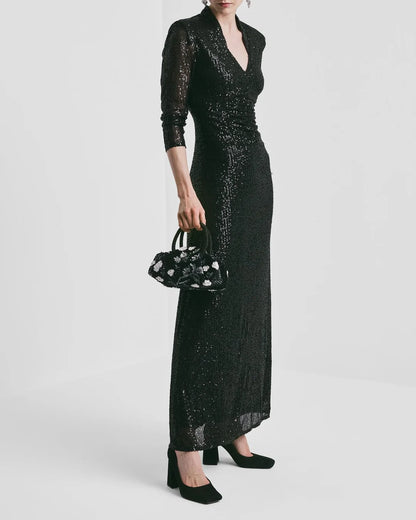 Sequins Maxi Dress Black