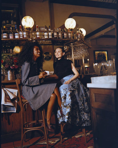 Taffeta Maxi Skirt Azure Garden