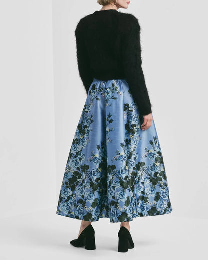 Taffeta Maxi Skirt Azure Garden