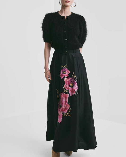 Striped Organza Maxi Skirt Midnight Romance