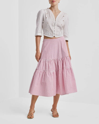 Linen Embroidered Jacket White