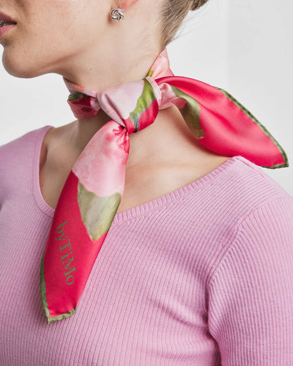Silk Scarf Small Rouge Fleur