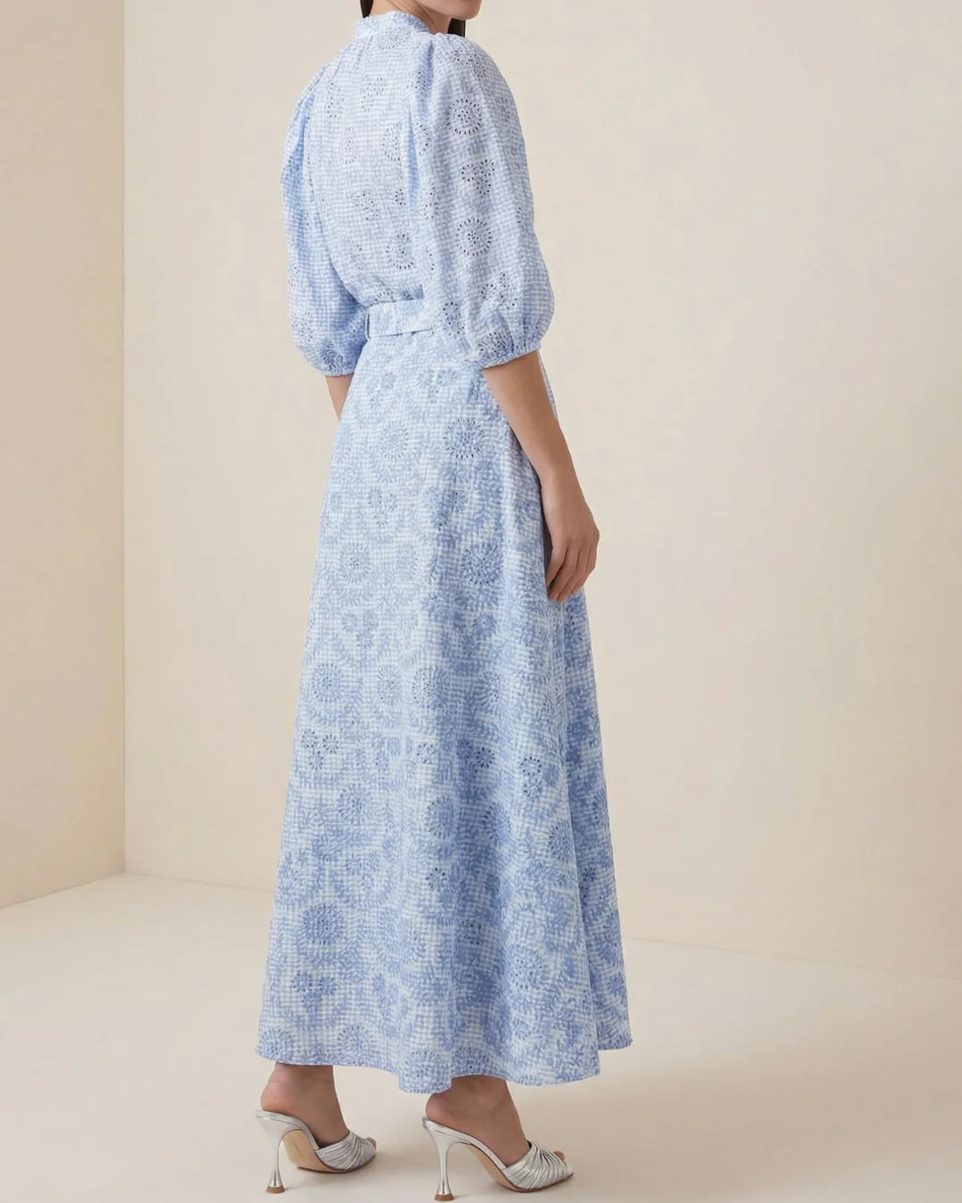 Checks Maxi Skirt Light Blue