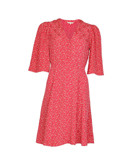 Spring V-Neck Dress Red Dots