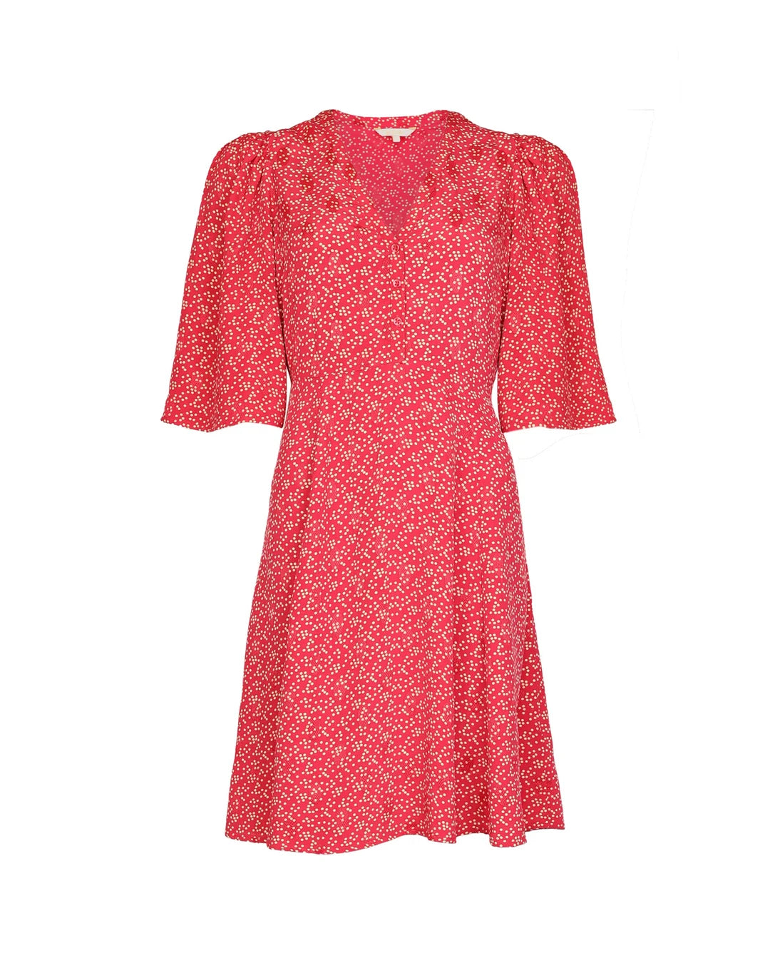 Spring V-Neck Dress Red Dots