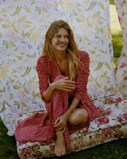 Spring Button Down Dress Red Dots
