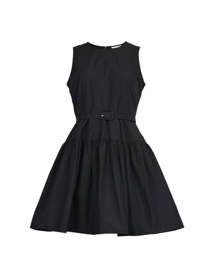 Cotton Taffeta Mini Dress Black