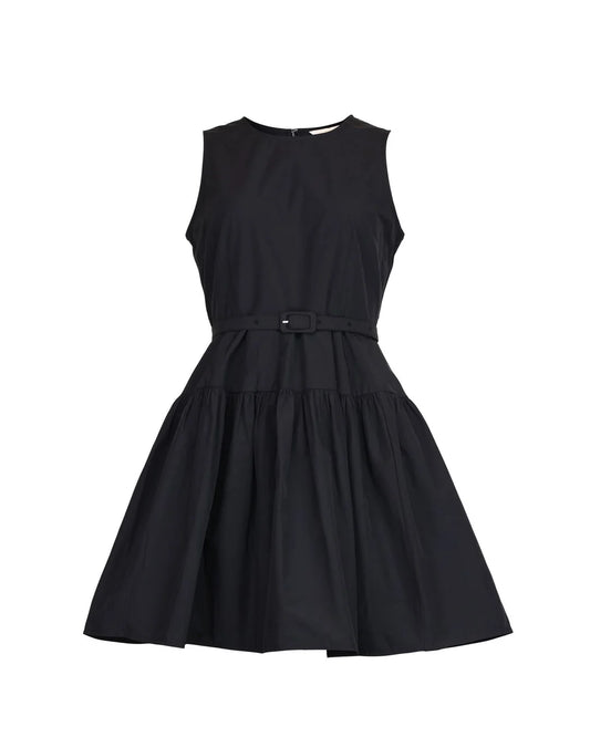 Cotton Taffeta Mini Dress Black