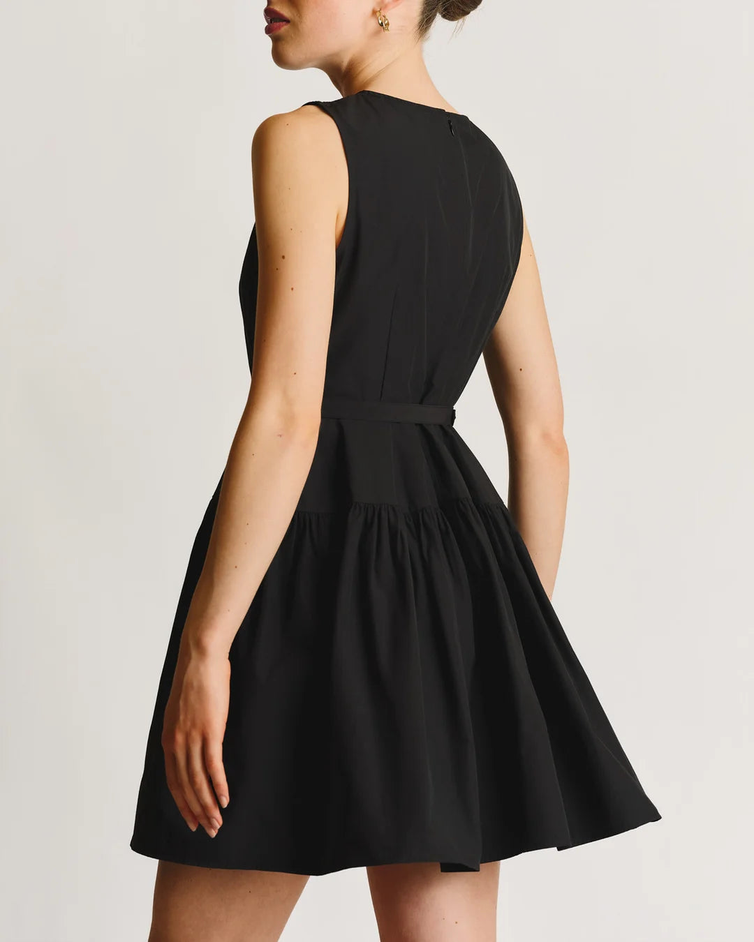 Cotton Taffeta Mini Dress Black