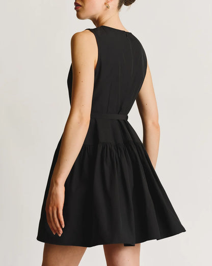 Cotton Taffeta Mini Dress Black