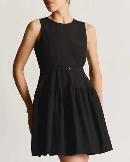 Cotton Taffeta Mini Dress Black