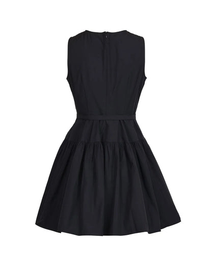 Cotton Taffeta Mini Dress Black