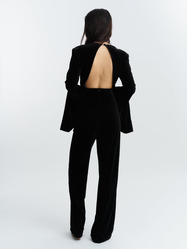 Amira Velour Jumpsuit Black