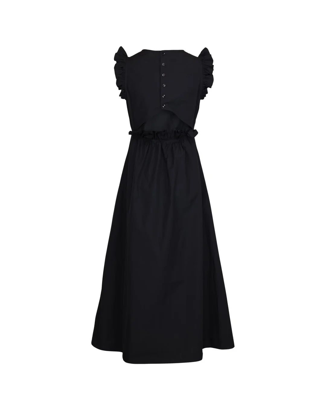 Cotton Taffeta Ruffle Dress Black