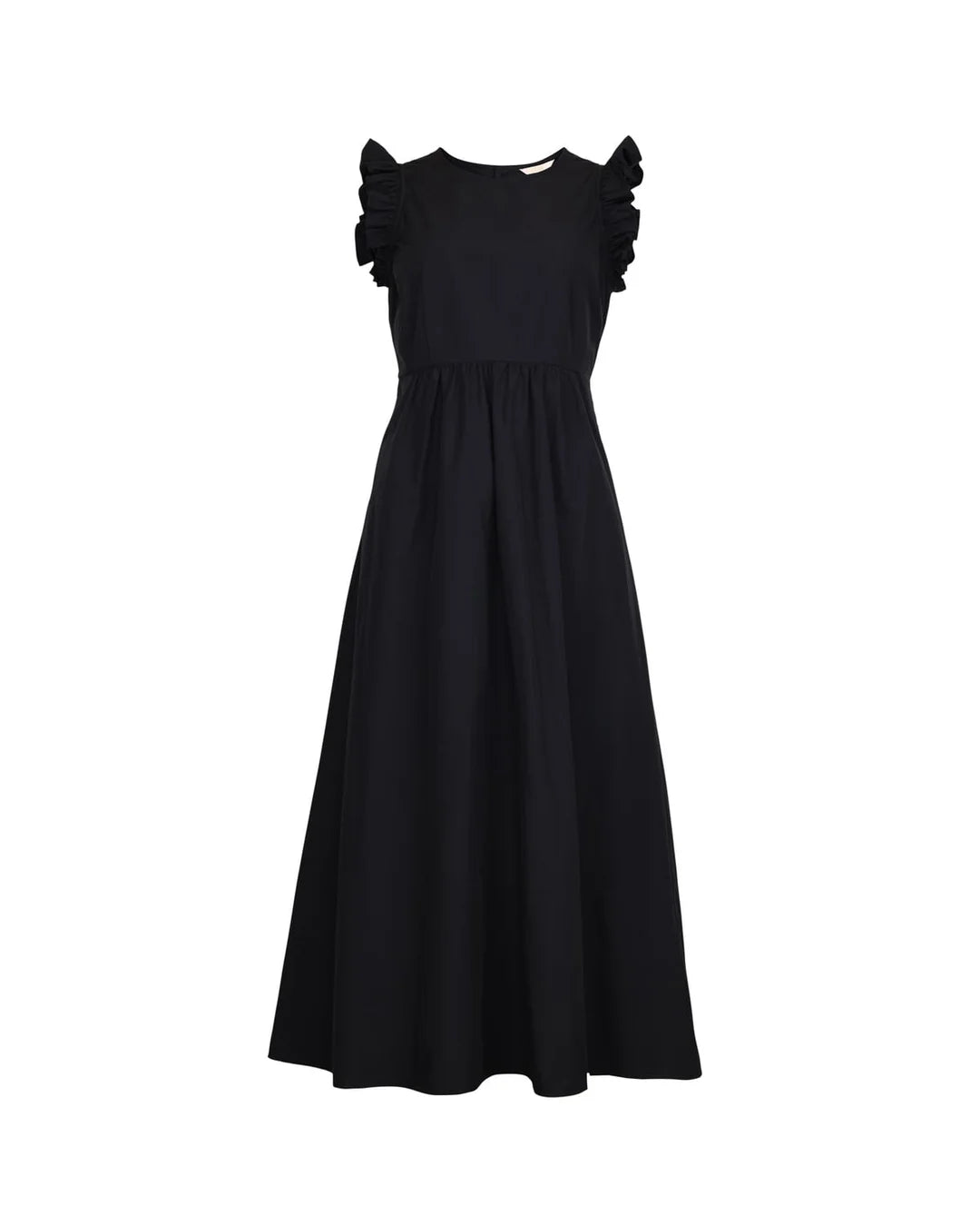 Cotton Taffeta Ruffle Dress Black