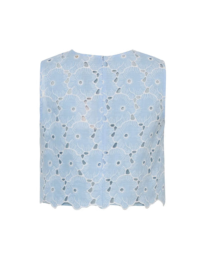 Broderie Anglaise Top Blue