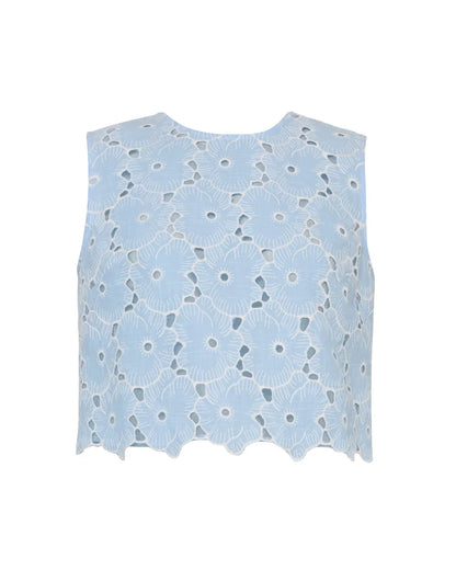 Broderie Anglaise Top Blue
