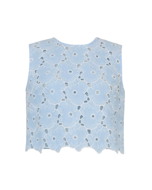 Broderie Anglaise Top Blue